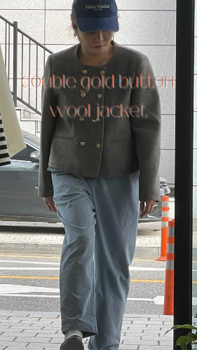 double gold button wool jacket_2colors